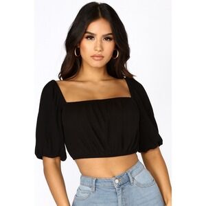 The Fifth Label Ribbed Vesture Square Neck Black Cropped Top Size L‎ NWT